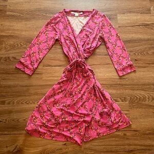 Diane Von Furstenberg Floral Silk Wrap Dress Size 4